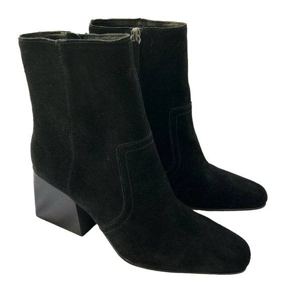 Blondo Women’s Booties Black Size 9 Salome Waterproof Suede Stacked Heel Ankle - Picture 1 of 13